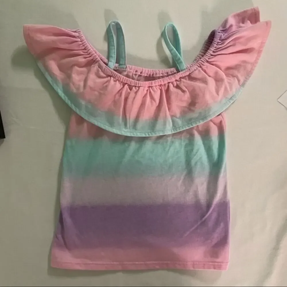 Colorful Striped Tank Top Off Shoulder Girl’s Size 4T pastel